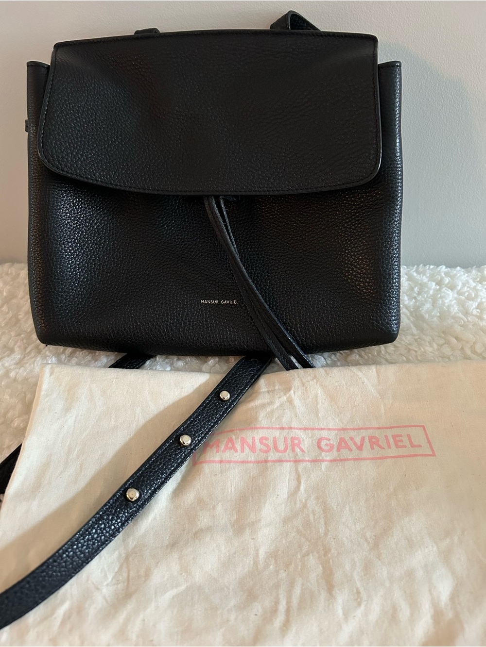 Mansur Gavriel Black Pebbled Leather crossbody